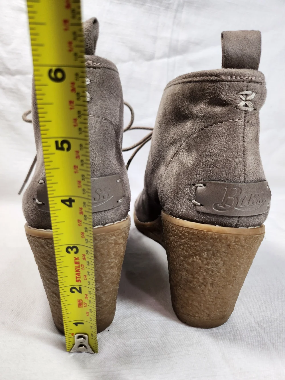 G.H. Bass & Co. Taupe Synthetic Suede Wedge Ankle Boots Booties Size 8.5